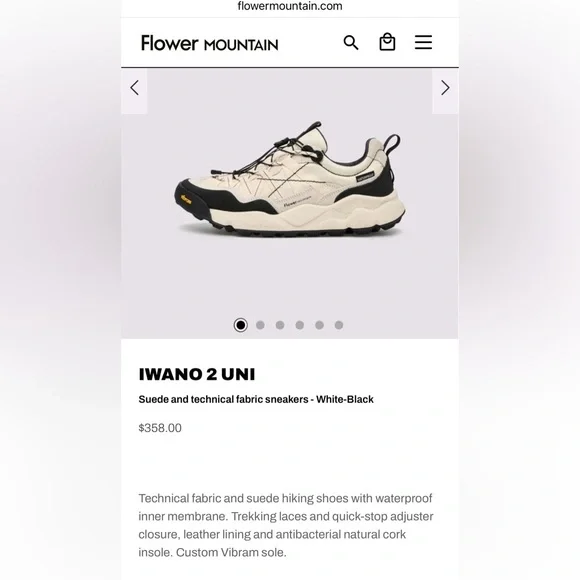 NWT Flower Mountain IWANO 2 UNI Suede and technical fabric sneakers -White-Black - Picture 2 of 16